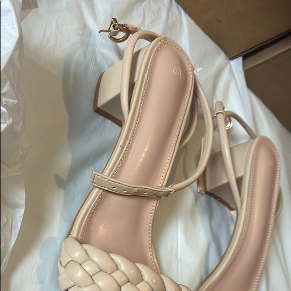 Cream Square-Toe Braided Sandals - Picture 3 of 6